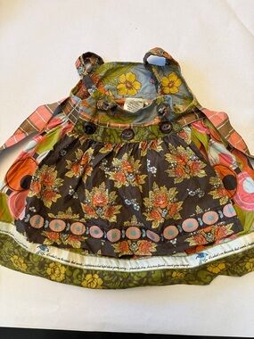 Matilda Jane Girls Floral Layered Bib Dress - Brown, Green, Pink, Orange, Blue